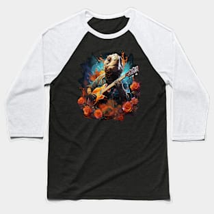 Sea Turtle Playing Guitar Baseball T-Shirt